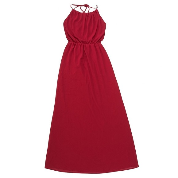 Sweet Storm Dresses & Skirts - Sweet Storm Halter Neck Maxi‎ Dress #210031 Womens Medium Berry Red Formal Gown